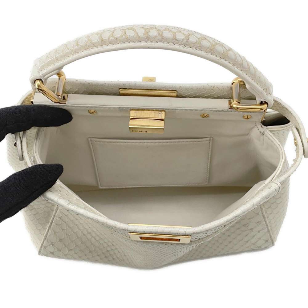 Fendi Mini Peekaboo Python 2way Shoulder Bag White - image 7